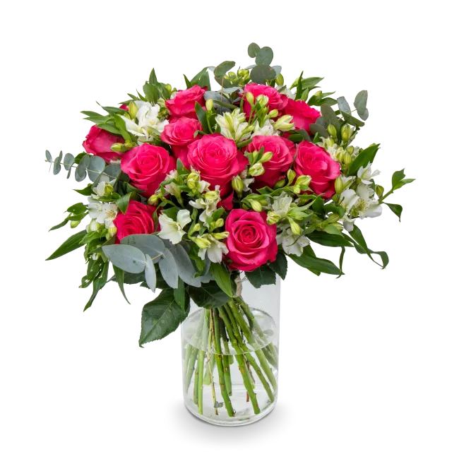 Bouquet with roses and alstromerias